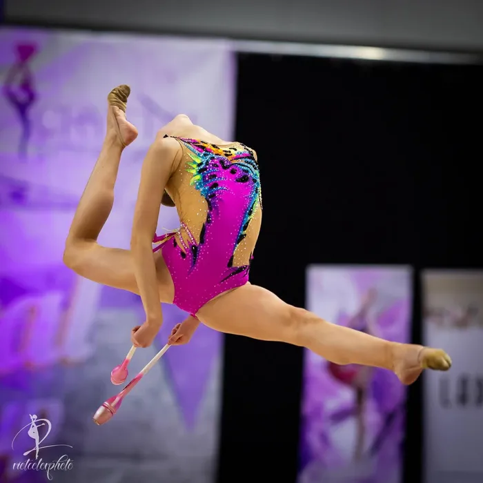 Rhythmic gymnast performing