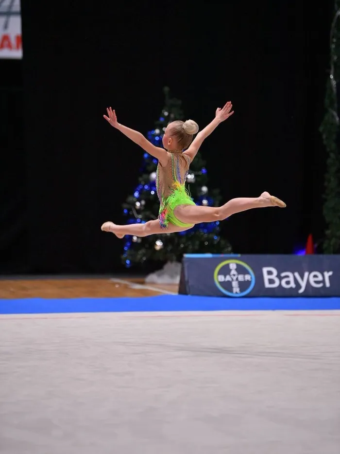 Rhythmic gymnast performing